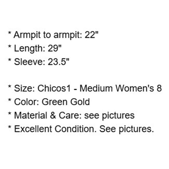 Chicos Design Jacket 1 Womens 8 Medium Silk Stripe Gold Green Shacket Vintage - Picture 5 of 14